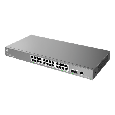 Switch Empresarial Administrable / Capa 2++ / 24 Puertos Gigabit / 2 SFP+ / 88 Gbps / VLAN 4K / QoS Avanzado / GDMS Cloud