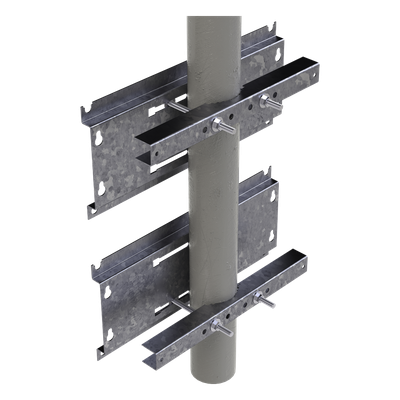 Herraje de Fijación para Gabinete / Compatible 16U y 24U / Acero Galvanizado / Pared, Poste o Torre