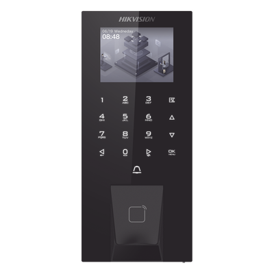 Terminal de Control de Acceso Biométrico / Huella + Tarjeta M1 + PIN + Bluetooth / 5,000 Huellas / 150,000 Eventos / Pantalla LCD Táctil 2.4 / IP65 / PoE / Wi-Fi / Bluetooth