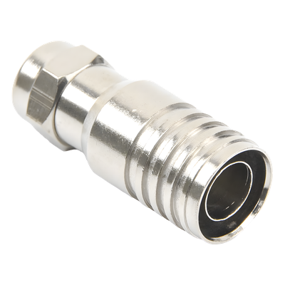 Conector F Macho / Plegable / 75 Ohm / Para Cable RG-11 / Rango -20°C a 80°C / Cuerpo Bronce-Niquelado
