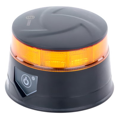 Baliza LED Recargable / Color Ámbar / IP67 / 12-24 V / 7 Patrones de Destello / Montaje Magnético y Succión