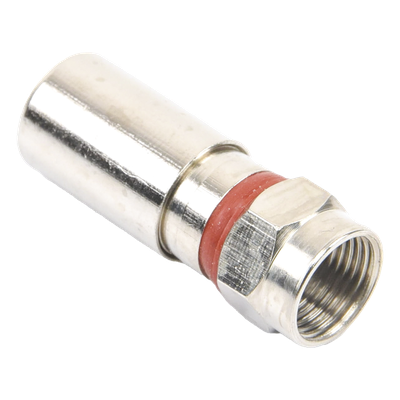 Conector F Macho / Compresión en Línea / Cable RG-6 / Cuerpo Bronce Niquelado / Contacto Oro / Aislante Teflón