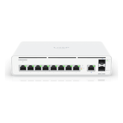 Consola Gateway-Switch / 8 Puertos LAN GbE RJ45 / 2 Puertos SFP+ 10G / Router WAN 1GbE / Rendimiento 8,500 Mbps / SSD 128 GB / Montaje Rack 1U
