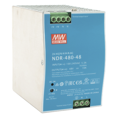 Fuente de Poder Industrial / 480W / 48 Vcc / 10A / Riel DIN / 100-240 Vca / 3.35 x 4.93 x 5.04 in