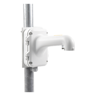 Soporte de Montaje en Poste / Caja de Conexiones Integrada / Diámetro Ajustable 67-127 mm / Capacidad 10 kg / 14.0 x 10.3 x 6.7 in