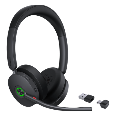 Auriculares Bluetooth UC / ANC Híbrida / 6 Micrófonos / 65 Horas / Alcance 50 m (164 ft) / USB-C & A