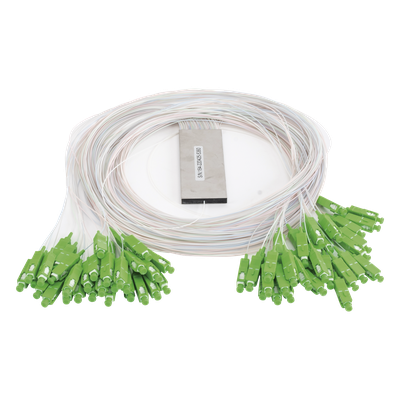 Divisor Óptico PLC / 1x64 Puertos / Conectores SC/APC / Rango 1260-1650 nm / Pérdida 20.8 dB / -40 a 85°C