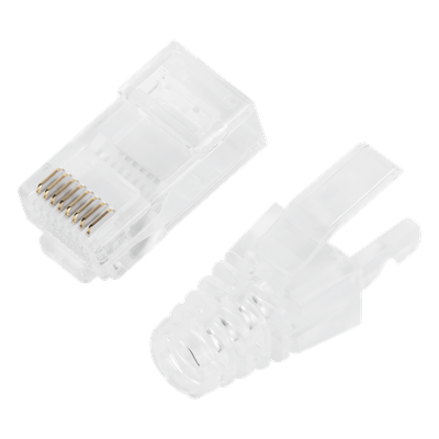 Plugs Pass Through / RJ45 Cat6 / Sin Blindaje / Alivio de Tensión / Chapado Oro 30 Micras / 50 Piezas
