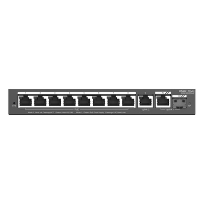 Switch Administrable / 8 Puertos PoE+ / 130 W / 2 Uplinks Gigabit / 20 Gb/s / Sin Ventilador