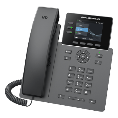 Teléfono IP / 3 Líneas SIP / 12 Botones Virtuales Programables / Pantalla LCD 2.8 Pulgadas / Puertos Gigabit con PoE / Audio HD