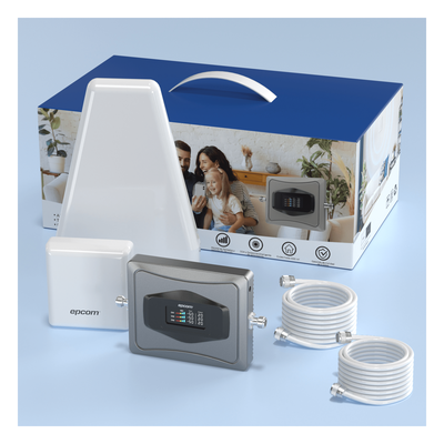 Amplificador Celular 4G / Triple Banda 850/1900/2100 MHz / Ganancia 68 dBm / Cobertura 600 m² / Kit Completo con Antenas y Cables
