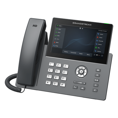 Teléfono IP / 12 Líneas SIP / 6 Cuentas / Pantalla Táctil 7" / Wi-Fi Dual Band / PoE Gigabit / Bluetooth / Audio HD Opus