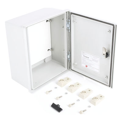 Gabinete de Poliéster / IP65 / 250 x 300 x 140 mm / Carga 30 kg / Placa Trasera Incluida / Cerradura con Llave