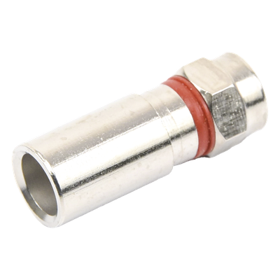 Conector F Macho / Compresión en Línea / Cable RG-6 / Cuerpo Bronce Niquelado / Contacto Oro / Aislante Teflón