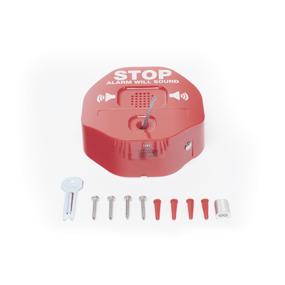 Alarma de Extintor Inalámbrica / Sirena 95/105 dB / Señal Visual Disuasoria / Alimentación 9V o 12-24V DC / Transmisión Inalámbrica a Receptor