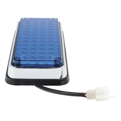 Luz de Advertencia LED / 66 LED / 7x3" / 12 VCC / 10 Patrones de Destello / Montaje Permanente / Color Azul