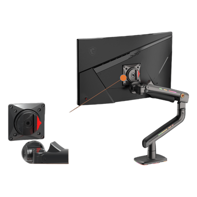Soporte Mecánico para Monitor / 32" a 60" / Carga 2-20 kg (4.4-44 lbs) / VESA 75x75 y 100x100 mm / Iluminación RGB / Resorte de Alta Precisión / Rotación 360°