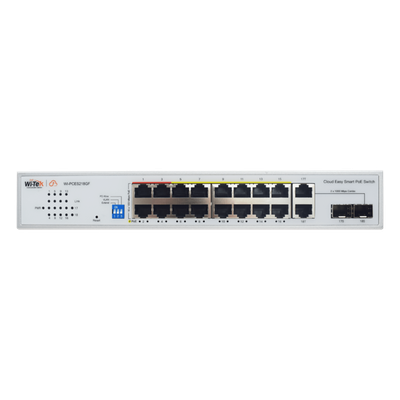 Switch PoE / 16 Puertos 10/100 Mbps PoE / 2 Uplink Gigabit / 1 Puerto SFP / Presupuesto PoE 250 W / Alcance 250 m (820.2 ft) / ONVIF