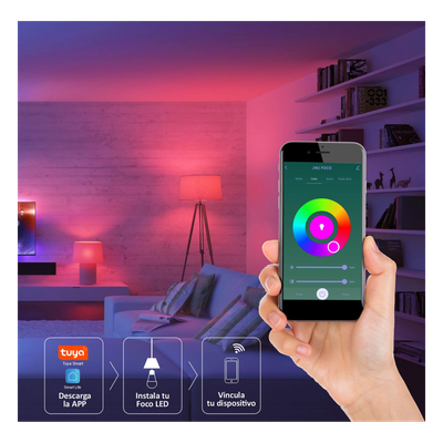 Foco LED Smart / 10W / 850 lm / RGB y Blanco Ajustable 2700K-6500K / Wi-Fi 2.4 GHz / Base E27 / IP20