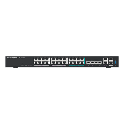 Router Todo-en-Uno / 50 Extensiones PBX / Firewall NGFW 9 Gbps / VPN IPsec 1.3 Gbps / 4x SFP+ 10 GbE / 8x 2.5 GbE / 16x GbE / Gestión en la Nube