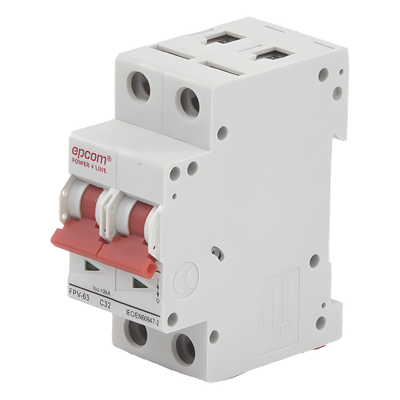 Interruptor Termomagnético DC / 2 Polos / 32 A / 800 Vcc / Curva C / 6 kA / Montaje Riel DIN
