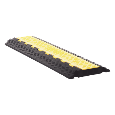 Protector de Cable / 3 Canales / Carga 5 Toneladas / Canal 30x30 mm / Base Goma y Tapa Plástico / 90 cm Largo / Amarillo-Negro