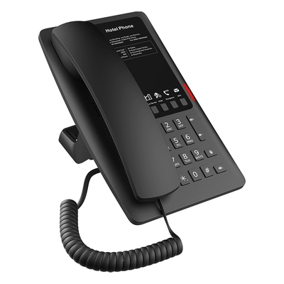 Teléfono IP Hotelero / 2 Líneas SIP / 5 Teclas Programables / Audio HD Manos Libres / PoE 802.3af / Puerto USB-A de Carga / Ethernet 10/100 Mbps