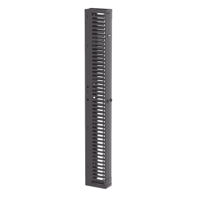Organizador de Cables Vertical / Alta Densidad 45U / Ancho 6 in (152.4 mm) / Solo Frontal / Tapa de Acero / Rack Abierto EIA