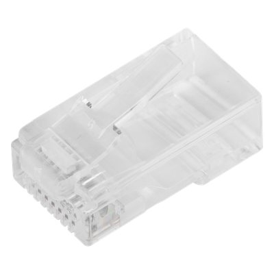 Bote de Plugs Pass Through RJ45 Cat6 / 100 Piezas / Sin Blindaje / Chapado Oro 30 Micras / Diseño Monopieza