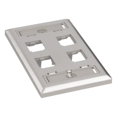 Placa de Pared Vertical / Acero Inoxidable Grado 304 / 4 Puertos Mini-Com / 69.8 x 114.3 mm / 2.75 x 4.5 pulg.