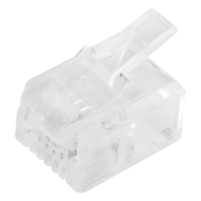Plug Modular RJ11 / 4 Contactos / Chapado Oro 50 Micras / Paquete 100 Piezas