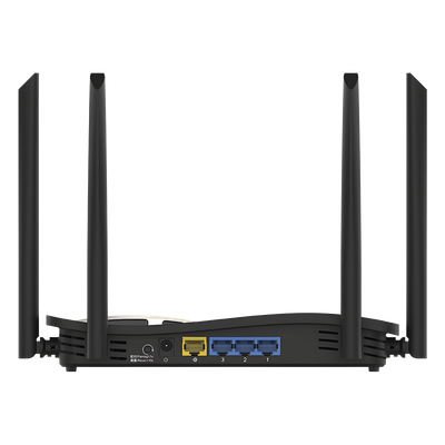 Router Inalámbrico / Wi-Fi 5 / Dual Band 2.4 y 5 GHz / 4 Puertos Gigabit / 6 Antenas 6 dBi / 1,267 Mbps / 96 Usuarios Concurrentes