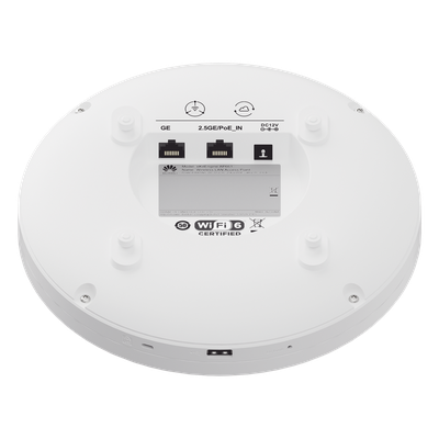 Punto de Acceso Wi-Fi 6 / Triple Radio 2.4 GHz + 5 GHz + 5 GHz / 6.5 Gbps / 1,536 Clientes / 2.5 Gbps + 1 Gbps / Smart Antenna 20% más cobertura / Libre de licenciamiento