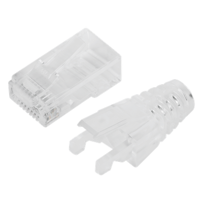Plugs Pass Through / RJ45 Cat6 / Sin Blindaje / Alivio de Tensión / Chapado Oro 30 Micras / 50 Piezas