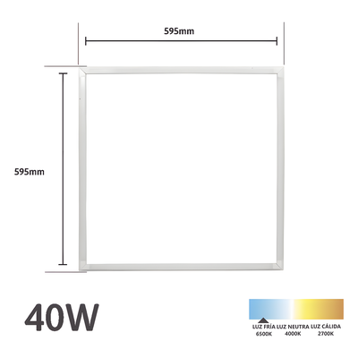 Panel LED Luminoso / 595 x 595 mm / 127 Vca~60Hz / 6500 K Blanco / 3000 lm / 40 W / 1.95 x 1.95 ft