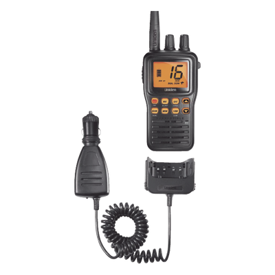 Radio Marina VHF Portátil / IPX8 Sumergible y Flotante / Potencia 1-5 W / Batería 12 h / Canales Internacionales, USA y Canadá