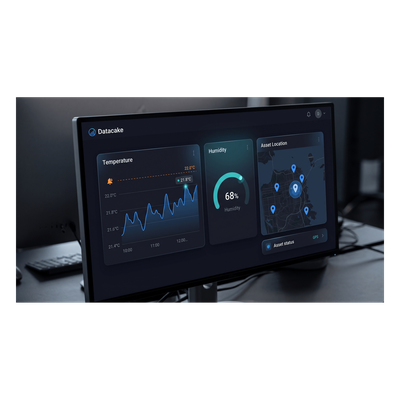 Plataforma IoT / Licencia Anual / Sin Código / LoRaWAN + MQTT + Webhook / Dashboards Personalizables / Alertas Inteligentes