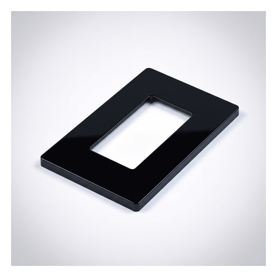 Placa de Pared / 1 Espacio / Sin Tornillos Visibles / Acabado Negro Brillante / 75 x 119 mm / Perfil 7.6 mm