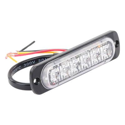 Luz Auxiliar LED / 6 LED / Rojo / Perfil Ultra Bajo 9 mm (0.35 in) / SAE J595 Clase 1 / ECE R65 / IPX7
