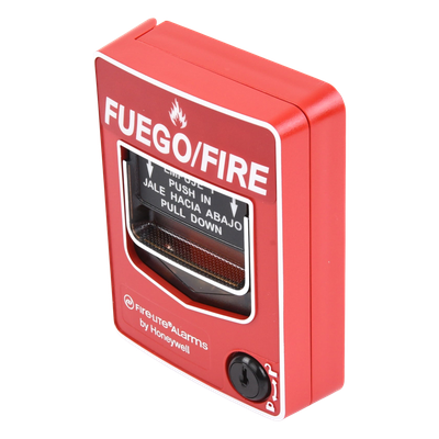 Estación Manual de Alarma Contra Incendio / Doble Acción / Rotulado Bilingüe FIRE/FUEGO / Reset con Llave / Carcasa de Policarbonato