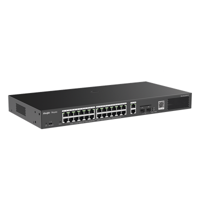 Switch PoE+ Smart / 24 Puertos Gigabit / 370W / 2 SFP 1Gb / 56 Gbps / 41.66 Mpps