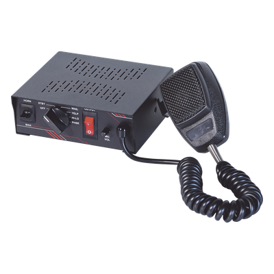Sirena Vehicular / 100 W / Multivoltaje 12~24 VCD / 6 Tonos Clásicos / Micrófono Integrado / Certificación SAE J1849