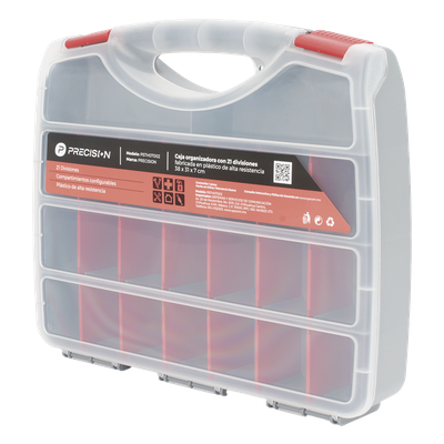 Caja Organizadora / 21 Divisiones Configurables / 38 x 31 x 7 cm (14.96 x 12.2 x 2.76 in) / Plástico de Alta Resistencia