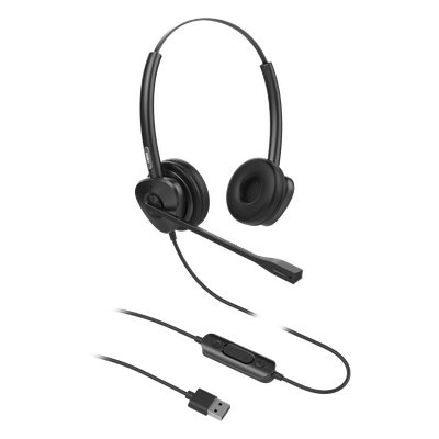 Diadema USB / Binaural / Cancelación de Ruido ENC / Audio HD / Micrófono Dual / Plug & Play
