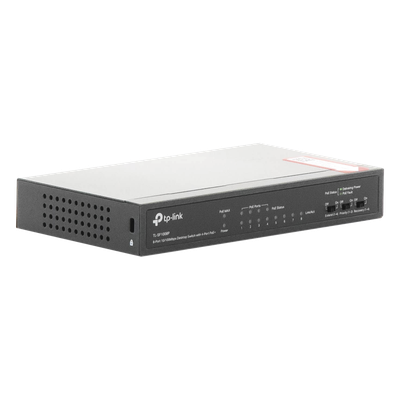 Switch PoE+ No Administrable / 8 Puertos 10/100 Mbps / 4 Puertos PoE 802.3af/at / 66W / Alcance Extendido 250 m (820 pies) / Sin Ventilador