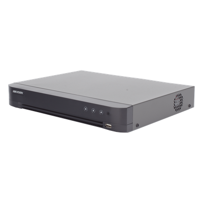DVR Pentahíbrido / 16 Canales Combinados / 8 TurboHD + 8 IP / 4K UHD / AcuSense / Reconocimiento Facial / Audio por Coaxitron / H.265+
