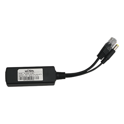 Splitter PoE / Entrada 802.3af/at 30W / Salida 12 Vcc 2A / Puerto 10/100 Mbps / Protección 6 kV / -40 a 80°C