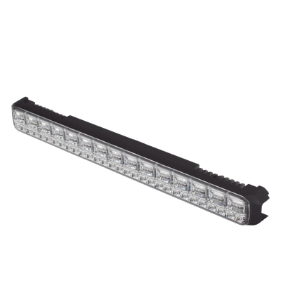 Luz Auxiliar LED / 45 LEDs Tricolor Rojo/Azul/Blanco / 12-24 VDC / Lente Transparente / SAE / 11.42" / Halo Rojo Multifuncional