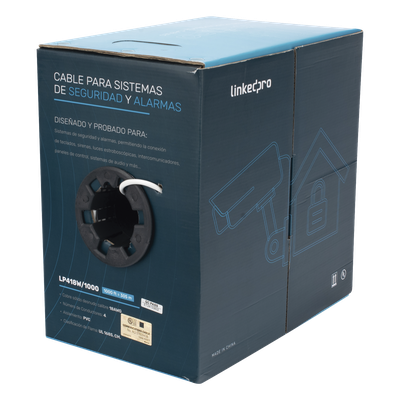 Cable para Alarma / 4x18 AWG / Bobina 305 m (1000 ft) / Clasificación CM / Cobre Sólido / Blanco