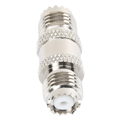 Adaptador Barril RF / Mini-UHF Hembra a Mini-UHF Hembra / Montaje en Línea / Cuerpo Bronce Niquelado / Contacto Oro / Aislante Teflón
